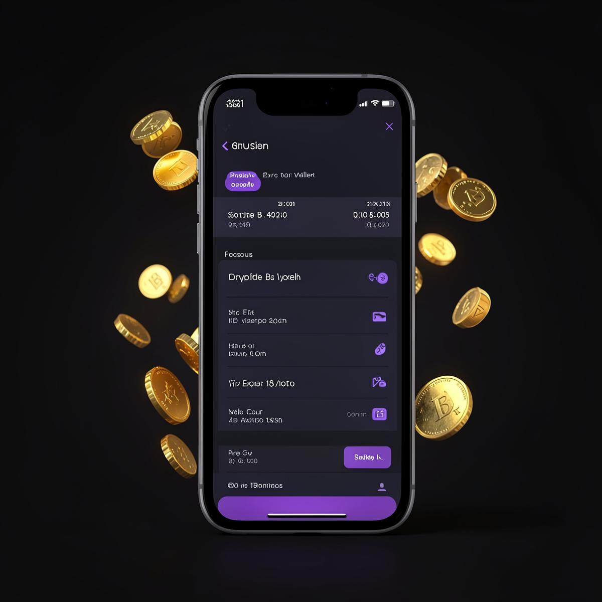 ITLX wallet balance screen surrounded by coins